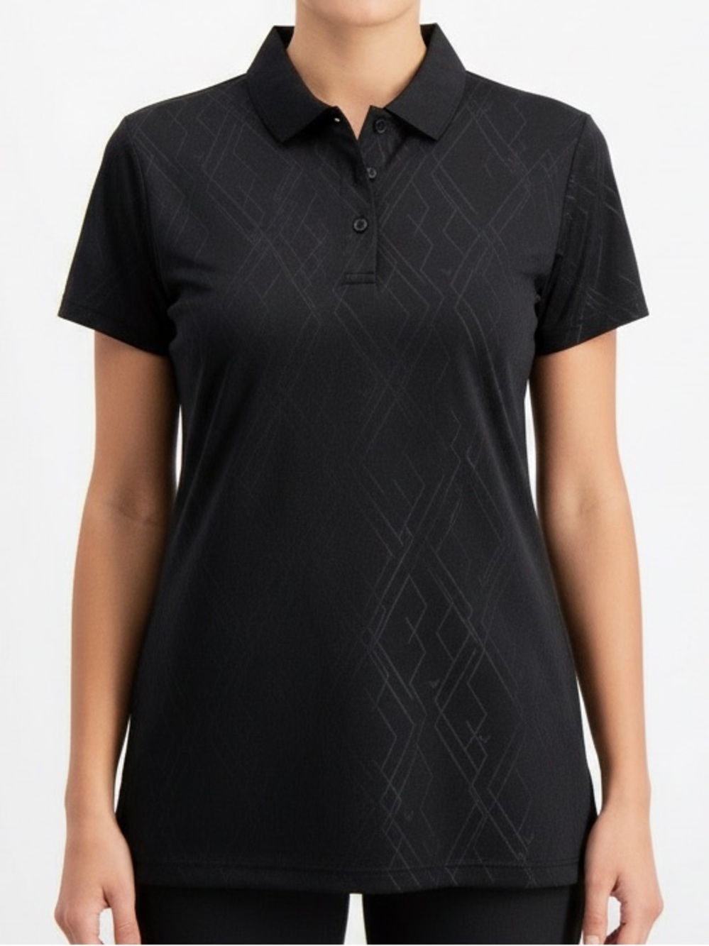 Women’s Extra Large Black Golf Polo Shirt Athletic Opti-Dry Pickleball Tonal no